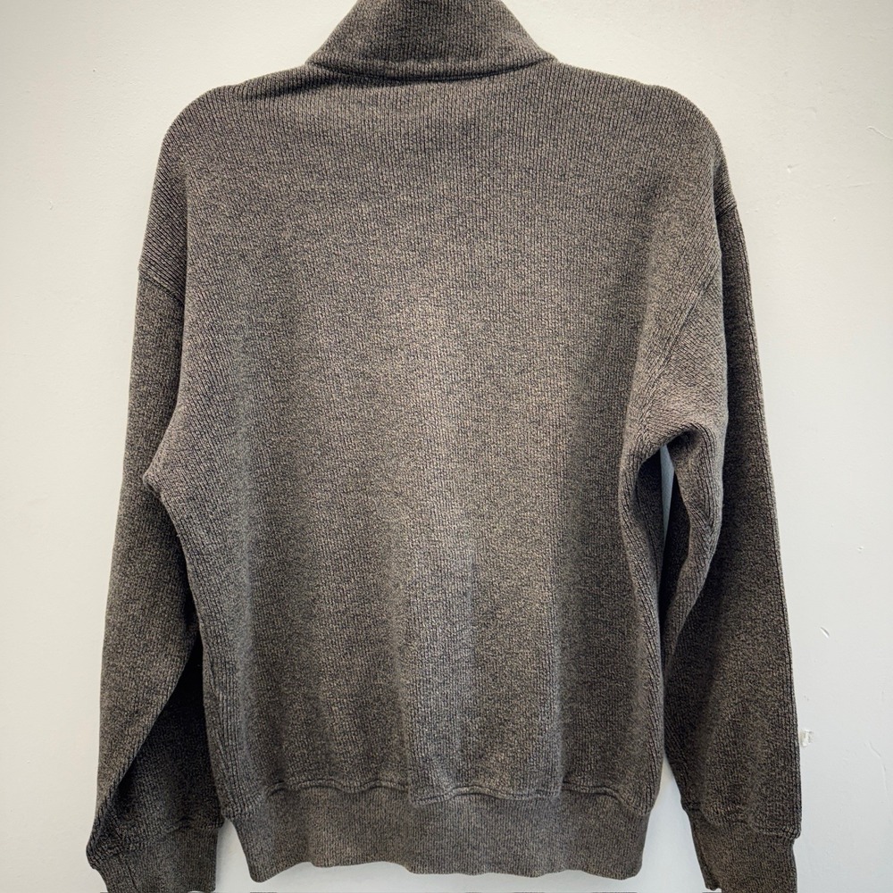 MEIKA Mens Quarter Snap Sweater Size Large Brown/Gray Knit Pullover cozy fleece - Picture 3 of 10